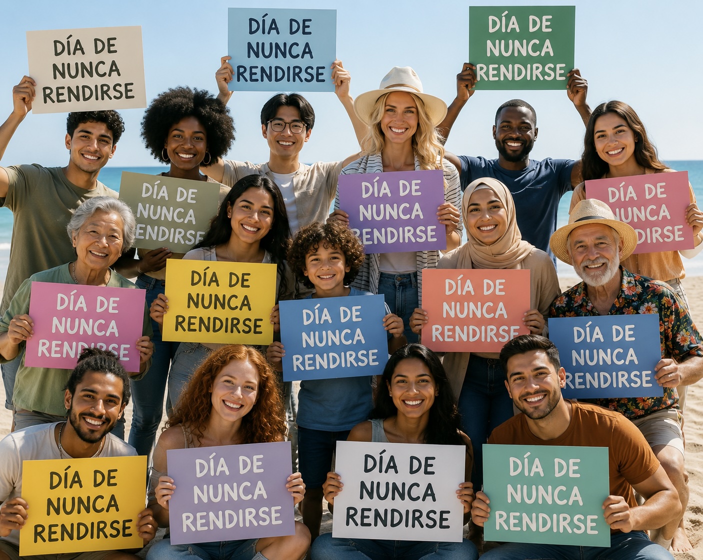 Personas celebrando el Día de Nunca Rendirse